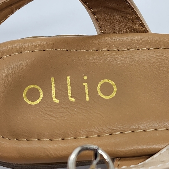 Ollio Women's Two Tone Cross Straps Ankle Buckled Flat Sandals - 9 - Picture 5 of 8